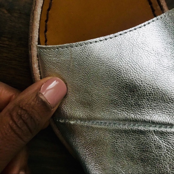 NWOT FP Mont Blanc Metallic Leather Slide Sandal - Picture 2 of 8